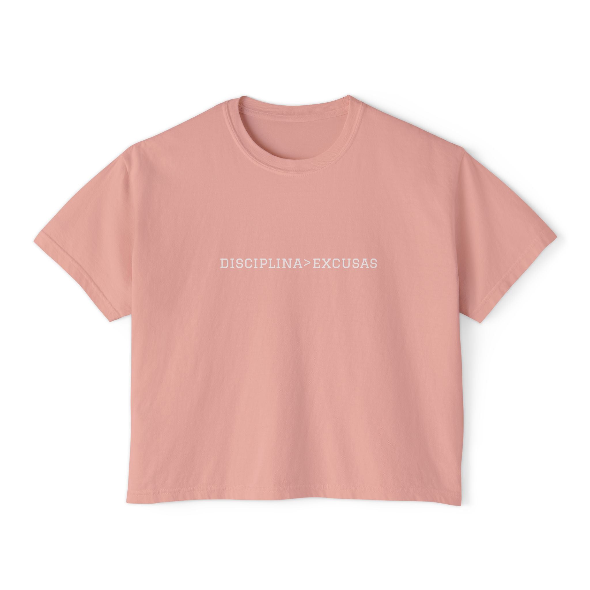 Disciplina > Excusas Boxy Tee — Minimal Spanish Motivational Crop Top