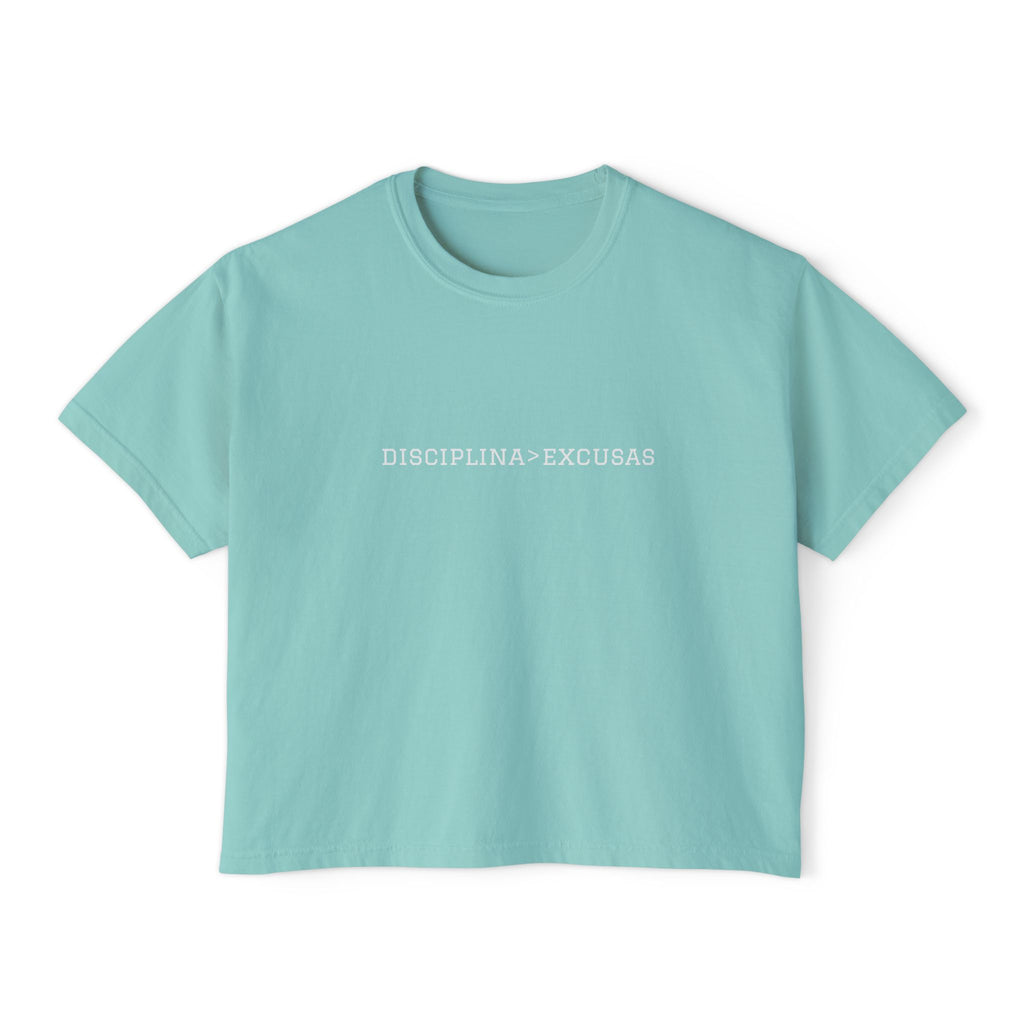 Disciplina > Excusas Boxy Tee — Minimal Spanish Motivational Crop Top
