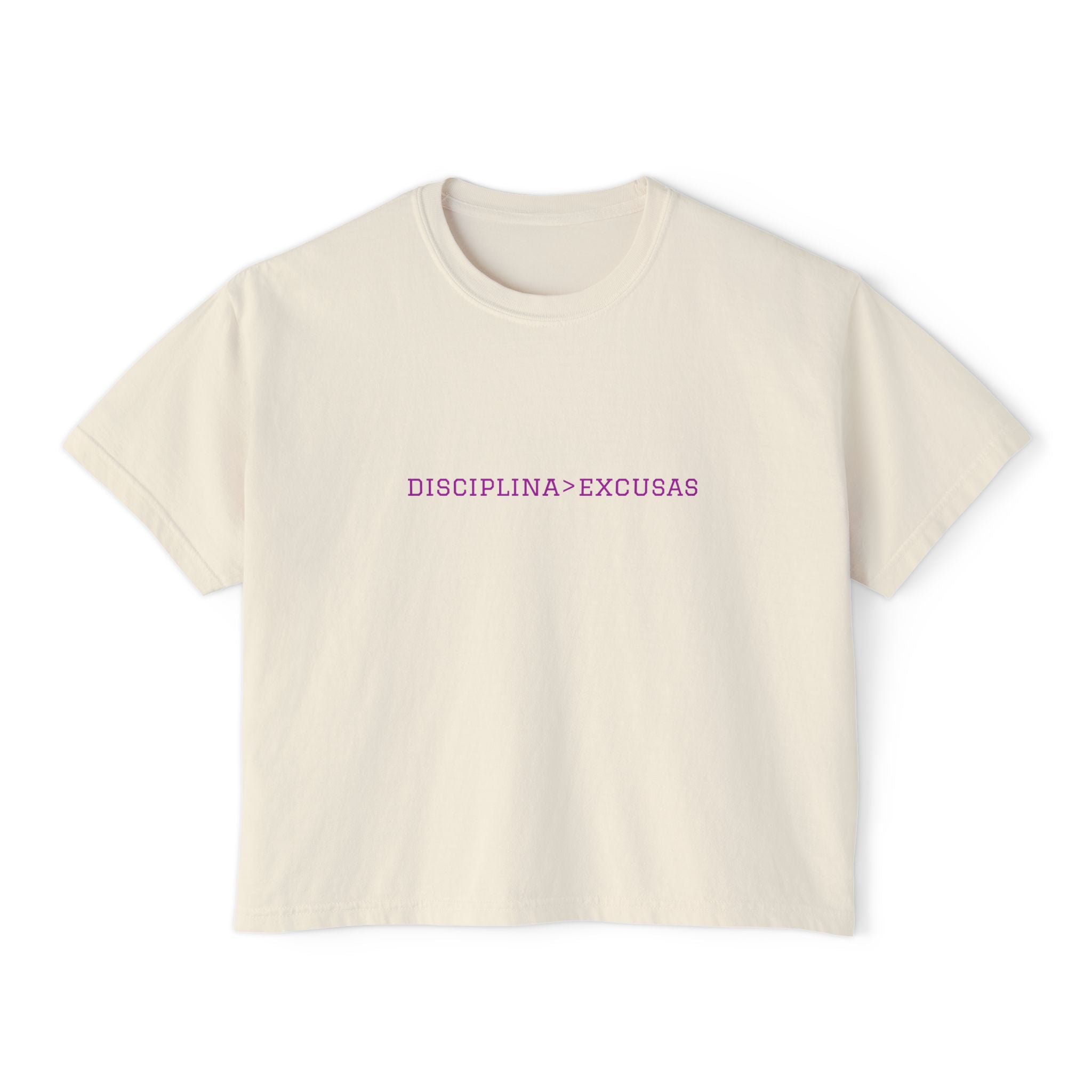 Disciplina > Excusas Boxy Tee — Minimal Spanish Motivational Crop Top